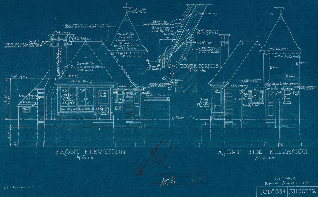 Architectural blueprints for a building